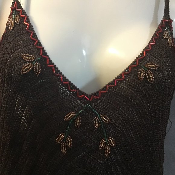 Tank with beading, brown (Small) - Picture 1 of 4